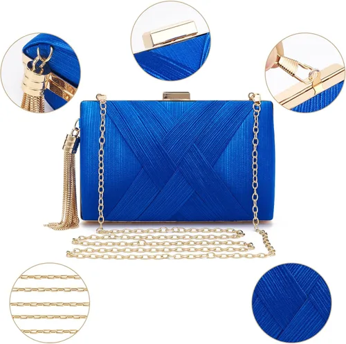 Miniatura 4 de WEIMZC Bolso de mano para mujer, bolso de noche con flecos, bolso de noche para fiesta, boda, bolso de mano con cadena, bolso cruzado