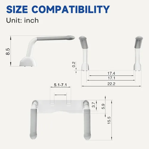 Miniatura 9 de DOZAWA Rieles de seguridad para inodoro para personas mayores, rieles de inodoro resistentes con asas plegables, brazos de asistencia para inodoro
