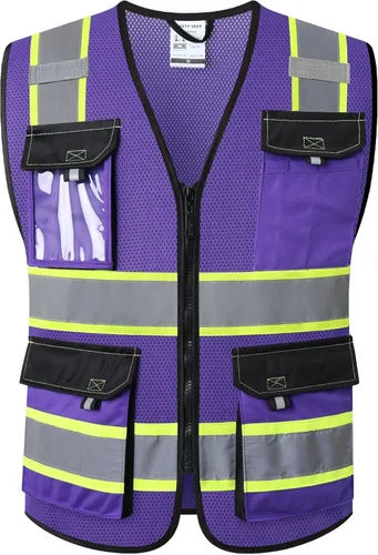 Miniatura 13 de JKSafety - Chalecos de seguridad reflectantes de alta visibilidad para hombres y mujeres, con bolsillos, ropa de seguridad de malla