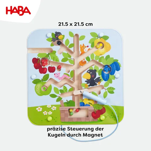 Miniatura 5 de HABA Tablero ocupado para niños de 2 a 4 años: juego de rompecabezas de laberinto magnético Orchard, juguetes de viaje para niños pequeños