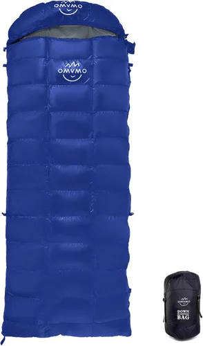 0 20 Degrees F Down Sleeping Bag for Adults,4 Season Rectangle Down Sleeping Bag for Camping Hiking Azul oscuro/Cremallera derecha