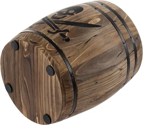 Miniatura 7 de MyGift Cántaro para Utensilios de Cocina Estilo Barril de Ron de Piratas de Madera Rústica Quemada, Soporte para Herramientas de Cocina
