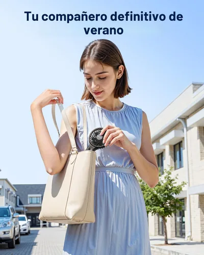 Miniatura 7 de SWEETFULL Ventilador portátil de mano, batería recargable de 5000 mAh, viento de 6 velocidades, pantalla digital LED, mini ventilador de viaje Negro