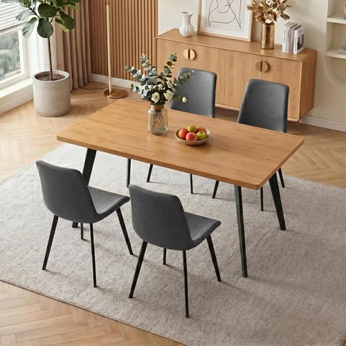 Miniatura 21 de Zerifevni 47.2"- 62.9" Extendable Dining Table Set of 5 Kitchen Table with 4 Dining Chairs, Modern Gray Wood Grain, Waterproof Scratchproof for