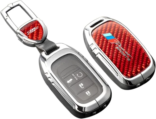 Miniatura 13 de Funda para llavero Honda con llavero, protección de aleación de zinc de fibra de carbono real compatible con 2022 2023 Accord Civic HR-V CR-V Pilot