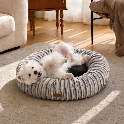 Miniatura 12 de FUKUMARU Cama para Perros, Camas Calmantes en Forma de Dona para Cachorros Ansiosos, Cama Moderna y Estética para Gatos con Estampado Degradado