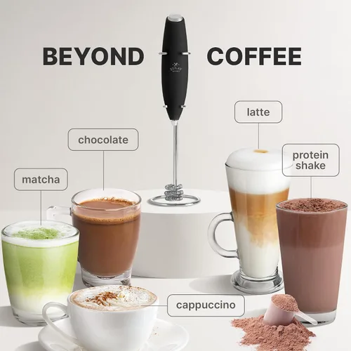 Miniatura 531 de Zulay Milk Boss Espumador de leche potente manual, hace espuma para latte, batidor para mezclar bebidas, café, miniespumador para capuchino, frappé