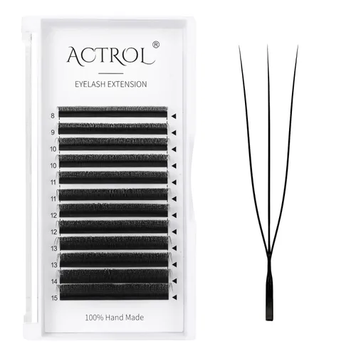 Miniatura 17 de Extensiones de pestañas 4D W, color negro, 0.003 in, rizo D, 0.315 in, volumen individual, YY, extensiones de pestañas en forma de W, fáciles
