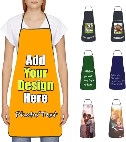 Miniatura 9 de Delantal Personalizado, Diseña Tu Propio Delantal de Cocina para Cocinar, Sube Tus Fotos Favoritas Logo, Añade Cualquier Nombre o Texto