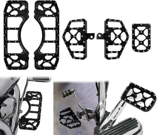 Miniatura 9 de Juego de tablas de suelo para conductor, estribos delanteros y traseros, MX Wide Offroad CNC Pedal de freno apto para Harley Touring Road Glide
