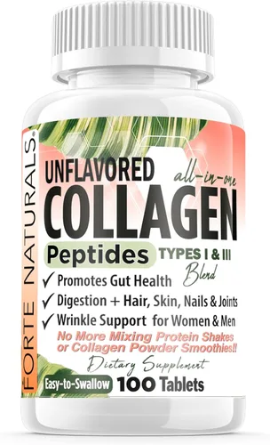 Píldoras de péptido de colágeno 30 tabletas de suplementos de proteína de colágeno, no más mezcla de colágeno en polvo, fácil de tragar, péptidos de