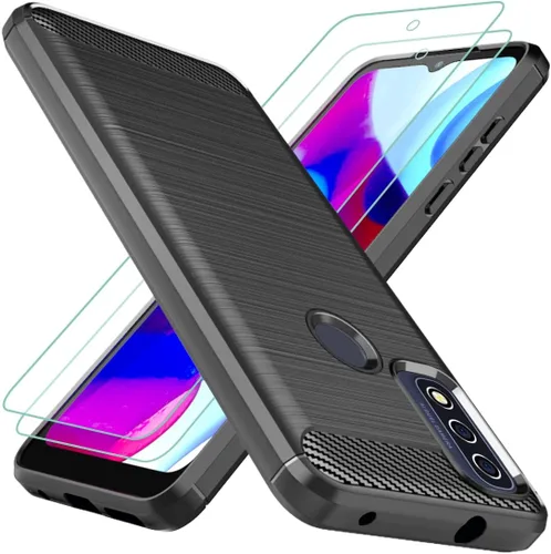 Osophter Funda para Moto G Pure: con 2 protectores de pantalla de absorción de golpes, flexible de goma TPU para Motorola G Pure (negro)