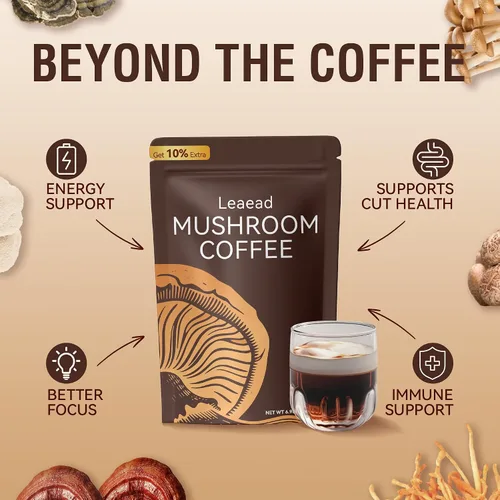 Miniatura 2 de Orgánico con 6 hongos adaptogénicos y aceite MCT café de hongos para una mejor energía enfoque digestión inmunidad con cola de pavo Shiitake
