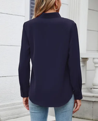 Miniatura 5 de Camisa de manga larga con botones para mujer, ultra suave, elástica, sin arrugas, para trabajo, casual, negocios, oficina