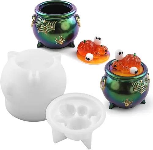 Miniatura 7 de Actvty Molde de resina para tarro de oso, molde de silicona para tarro con tapa, moldes de fundición de epoxi de oso 3D, caja de baratijas, tarro