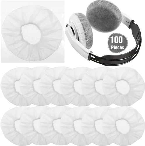Miniatura 10 de BBTO 100 fundas para oídos, desechables, sanitarias, no tejidas, elásticas, aptas para la mayoría de los auriculares (2.4 pulgadas, negro)
