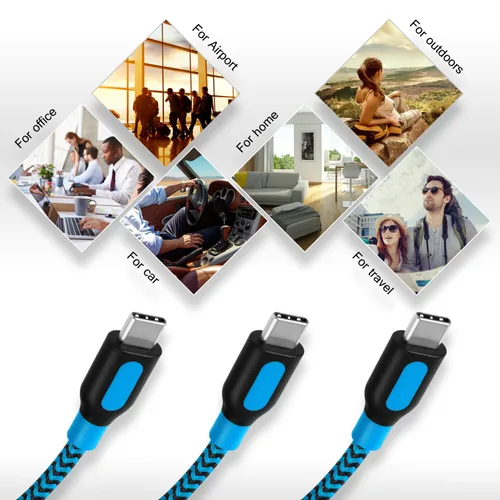Miniatura 8 de Canjoy Cable USB tipo C, paquete de 3 cargadores trenzados tipo C de 10 pies, cable de carga rápida compatible con Samsung Galaxy S10 S10+ S10e S8