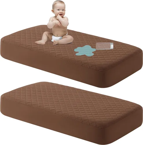Miniatura 14 de NTBAY Paquete de 2 Protectores de Colchón de Cuna Impermeables, Sábana Bajera Acolchada de 28"x52" para Niños Pequeños - Lavable a Máquina - Funda