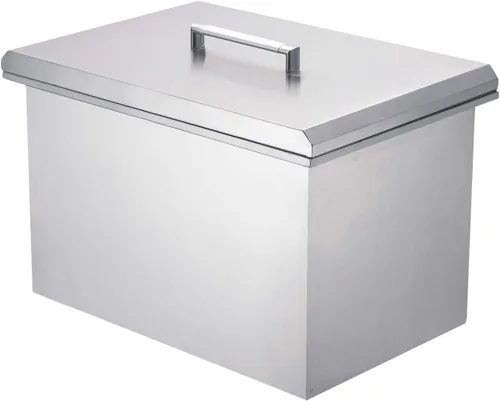 Baúl de hielo desplegable - 14 pulgadas de ancho x 20-1/2 pulgadas de profundidad x 13-1/4 pulgadas de alto, enfriador de hielo de acero inoxidable