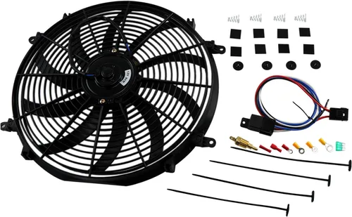 Miniatura 5 de Ventilador delgado universal de 16 pulgadas Push Pull Radiador eléctrico Ventilador de refrigeración Kit de montaje de 12 V Negro