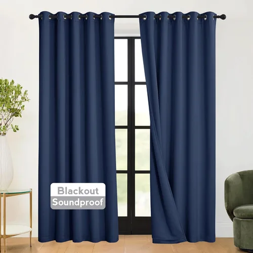 Miniatura 62 de RYB HOME 3 en 1 insonorizadas - oscurecedoras - cortinas de lino con aislamiento, cortinas de ahorro de energía con bloqueo de ruido para Lino blanco