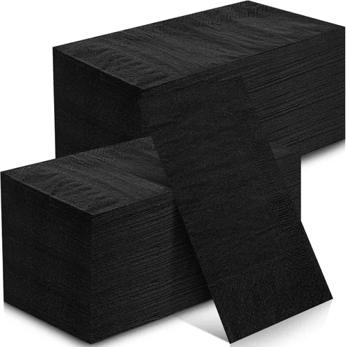 Kisston 200 servilletas de papel negras desechables de lino suaves y absorbentes, toallas de mano desechables de tela para cocina, baño, boda,
