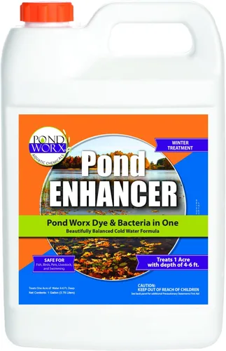 Pondworx - Tinte azul concentrado con bacterias Pondworx, formulación 2 en 1, trata 1 acre, seguro para peces, vida silvestre, mascotas y niños