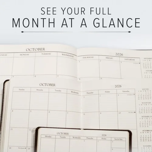 Miniatura 5 de Gallery Leather Agenda Mensual Grande 2025-2026, Elegantemente Encuadernada Planificador de Calendario y Cuaderno con Elegantes Bordes Dorados, 18