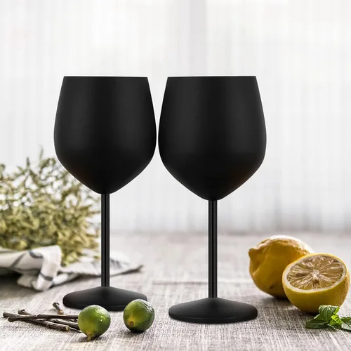 Miniatura 4 de Lifecapido Copas de Vino de Acero Inoxidable, Copas de Vino con Tallo de Acero Inoxidable de 18 oz, Copas de Vino de Metal con Tallo con Cepillo