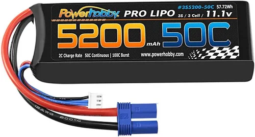 Miniatura 4 de PowerHobby 3S 11.1V 5200mAh 50C Lipo Batería con EC5 Plug 3-Cell Fits Vaterra ECX ProBoat Zelos 36" Veles 29" UL-19 30" Losi Super Baja Rey LST