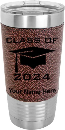 Miniatura 17 de LaserGram Vaso aislado al vacío de 20 onzas, con grabado personalizado incluido (piel sintética, estilo béisbol)