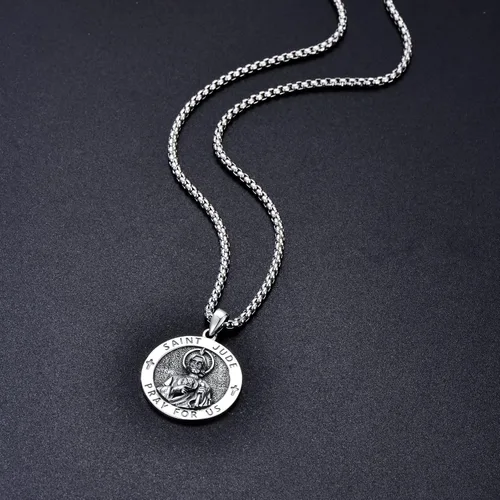 Miniatura 98 de CEKAMA - Collar de plata de ley 925 con dije de amuleto para hombres y mujeres, con cadena de 0.098 in, 22 pulgadas + 2 pulgadas
