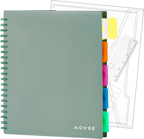 Miniatura 16 de Cuaderno de 5 materias – Cuaderno de espiral, cuaderno de rayas universitarias con bolsillo divisor, pestañas, regla de 11 pulgadas, 200 páginas