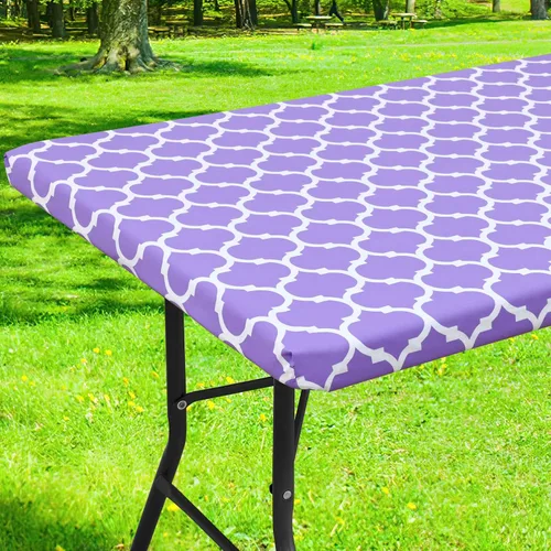 Miniatura 8 de Smiry Mantel cuadrado para mesa de pícnic, manteles de camping impermeables elásticos ajustables, protector de mantel de vinilo con respaldo de Gris