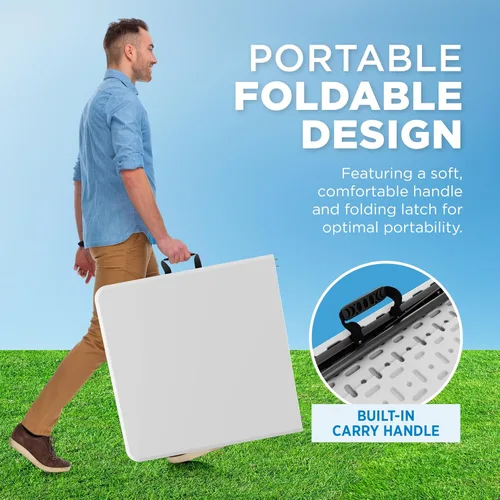 Miniatura 6 de Sorfey Mesa plegable de 4 pies x 24 pulgadas, ajustable a 4 alturas, plástico blanco