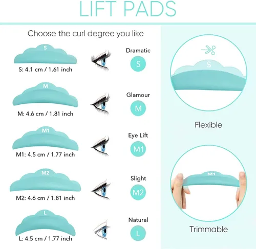 Miniatura 2 de Almohadillas elevadoras de pestañas, almohadillas elevadoras de pestañas, varillas de permanente, levantamiento de pestañas en casa, 10 almohadillas