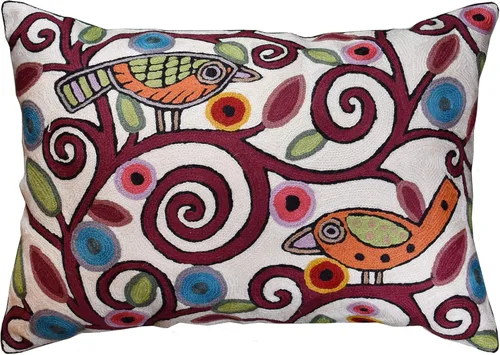 Miniatura 11 de Funda de almohada lumbar Klimt Pájaros verdes Árbol de la vida Floral moderno Almohadas para exteriores Cojín de silla de mediados