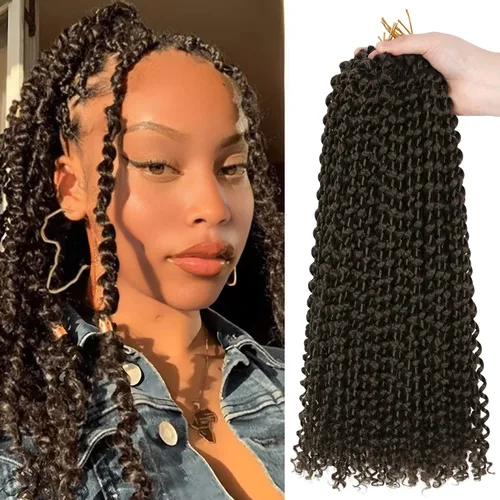 Miniatura 13 de Cabello Passion Twist de 30 pulgadas, cabello rubio de ondas de agua con ganchillo para mujeres, cabello rubio Passion Twist de ganchillo largo 27#