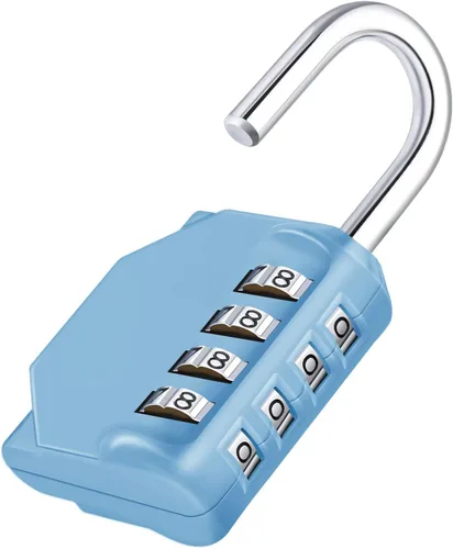 Miniatura 30 de ZHEGE - Candado pequeño para casillero de gimnasio, candado de combinación de 4 dígitos con etiqueta de nombre DIY, candado con teclado numérico