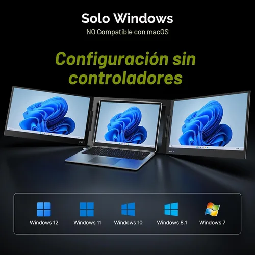 Miniatura 2 de QQH Extensor de pantalla para laptop, 15.6 pulgadas, 1080P, triple monitor portátil con pantalla IPS Full HD ultrafina, monitor dual de viaje USB-C