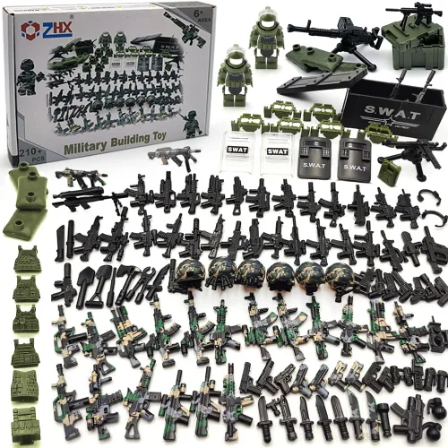 Miniatura 2 de ZHX Paquete de Armas Accesorios Militares Juguetes de Bloques de Construcción, Incluye Casco NVD Armadura Corporal Traje E.O.D Pistola de Camuflaje