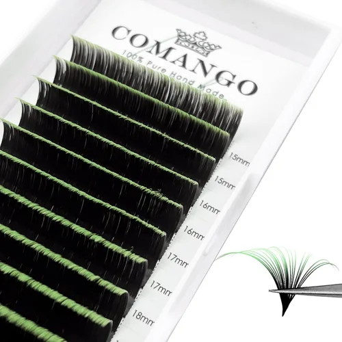 Miniatura 12 de CoMango Easy Fan - Extensiones de pestañas rizadas C/D de 0.05/0.003 in, pestañas de volumen que florecen automáticamente, color negro mate 2D-20D