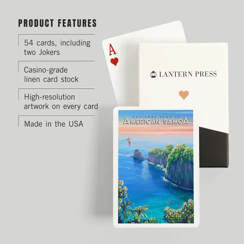 Miniatura 3 de Lantern Press Parque Nacional de Samoa Americana, pintura al óleo (52 cartas de juego, baraja de cartas de tamaño póquer con Jokers)