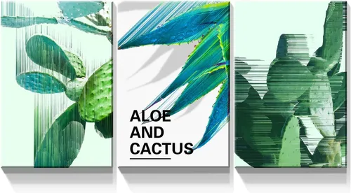 Miniatura 20 de Denozer - 3 piezas de arte de pared en lienzo con hojas verdes para sala de estar, decoración moderna del hogar, estirada y enmarcada lista
