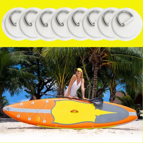 Miniatura 5 de JuneKooler - 8 piezas de anillos en D de acero inoxidable para barco inflable, parche de anillo en D de sup, parche de anillo D para kayak, parche