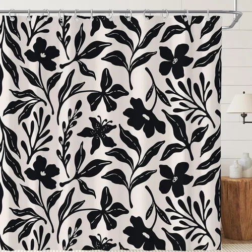 Miniatura 17 de Cortina de ducha pequeña para casa rodante, tamaño medio, estilo retro de los 70, con flores bonitas, estética abstracta de margaritas, decorativa