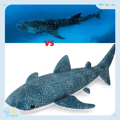 Miniatura 6 de Tiny Heart Juguete de peluche de tiburón ballena gigante, suave y realista, muñeca de peluche de animal marino, lindo pez grande, almohada de felpa