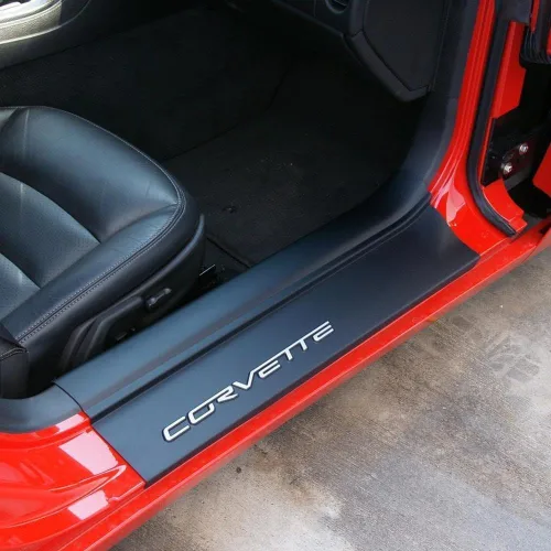 Miniatura 2 de Corvette - Protector de umbral de puerta para el umbral de la puerta: 2005-2013 C6, Z06, Grand Sport & ZR1 (negro sin letras)