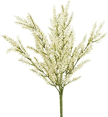 Factory Direct Craft Arbusto de brezo artificial color crema, arbusto de flores silvestres para arreglos florales y decoraciones de primavera o