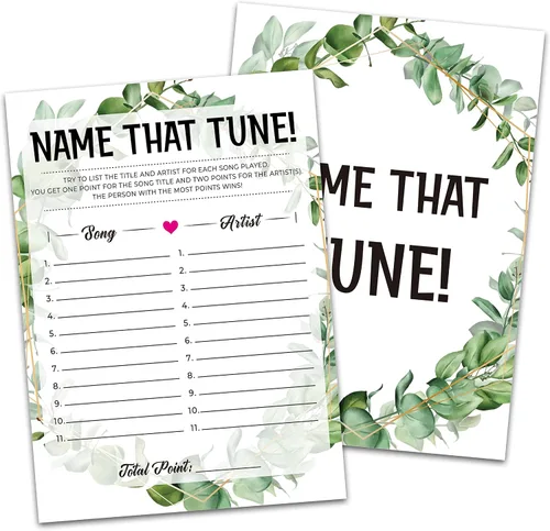 Miniatura 16 de Greenery - Tarjetas de juego de eucalipto para baby shower, suministros de fiesta de revelación de género de la selva tropical, diseño neutro